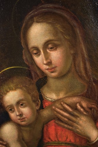 Vierge à l'Enfant et saint Jean Baptiste - Renaissance Italienne - Romano Ischia